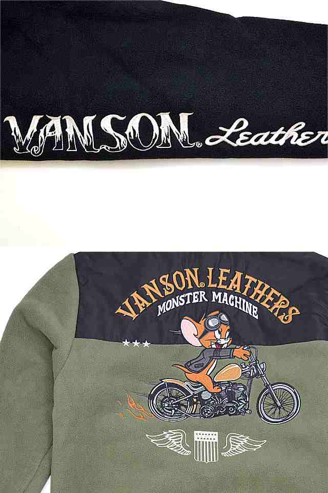 vanson×TOM＆JERRYコラボ フリースボンディングジップアップジャージ vanson TJV-2336 ヴァンソン バンソン トムとジェリー