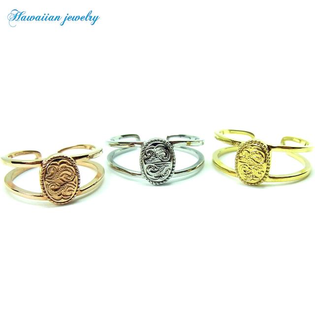 指輪 リング ハワイアンジュエリー リバーシブル フリーサイズ K14 イエローゴールド コーティングの通販は