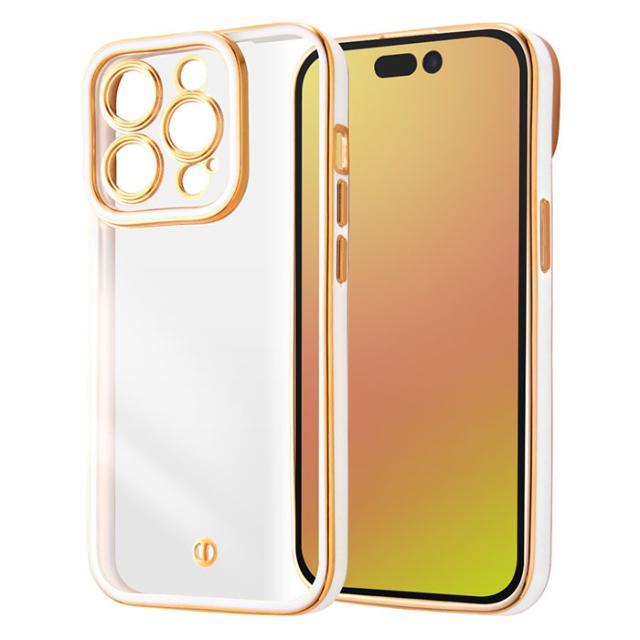 iPhone15Pro ケース ソフトケース TPU メタリック LUSTANT ホワイト
