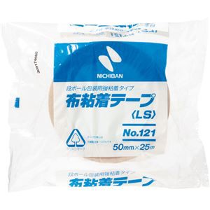 まとめ） ニチバン 布粘着テープ No.121 中軽量物封かん用 50mm×25m 黄土