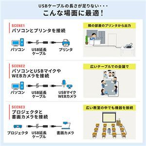 サンワダイレクトUSB2.0延長ケーブル 40m ブラック 500-USB007-40 1本