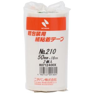 まとめ）ニチバン 紙粘着テープ 210-50 白 50mm×18m 2巻【×30セット