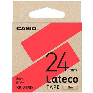 まとめ) カシオ ラテコ 詰替用テープ 24mm×8m 赤 黒文字 XB-24RD 1個