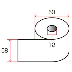 TANOSEE FSC認証小径サーマルロール紙 紙幅58×外径60×芯内径12mm 厚さ