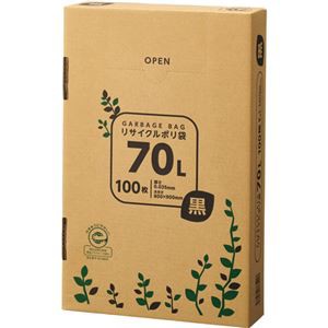 TANOSEE リサイクルポリ袋 黒70L BOXタイプ 1箱(100枚)