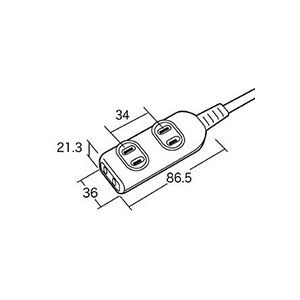 まとめ) サンワサプライ タップ 2P・3個口 5.0m TAP-3W5N 1個 【×5