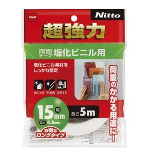 まとめ) ニトムズ 超強力両面テープ 塩化ビニル用 15mm×5m T4582 1巻