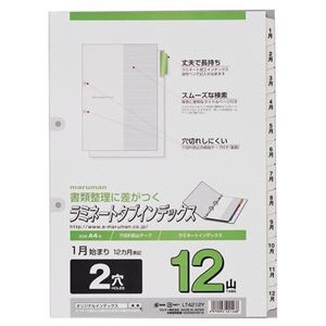 まとめ）マルマン 2穴 文字入りラミネートタブインデックス A4タテ 12