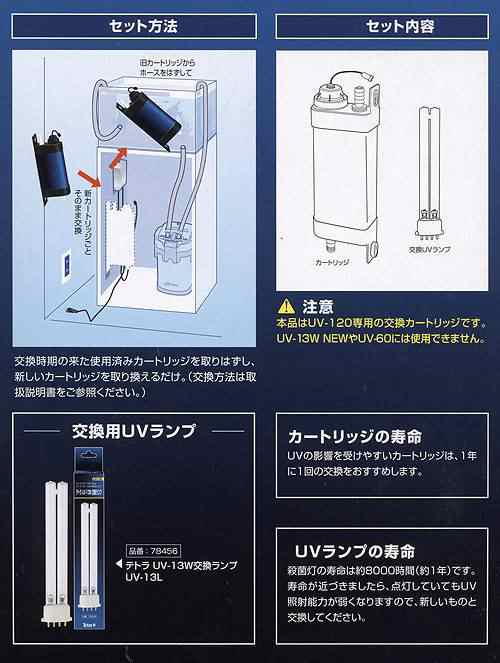 テトラ ｕｖ殺菌灯１２０ ｕｖ １２０専用カートリッジ ランプ入り 交換用 沖縄別途送料の通販はau Pay マーケット チャーム