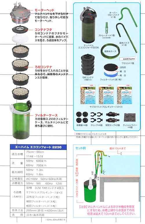 エーハイム エコ コンフォート ２２３６ ナチュラルフローパイプ付き 期間限定 沖縄別途送料の通販はau Pay マーケット チャーム