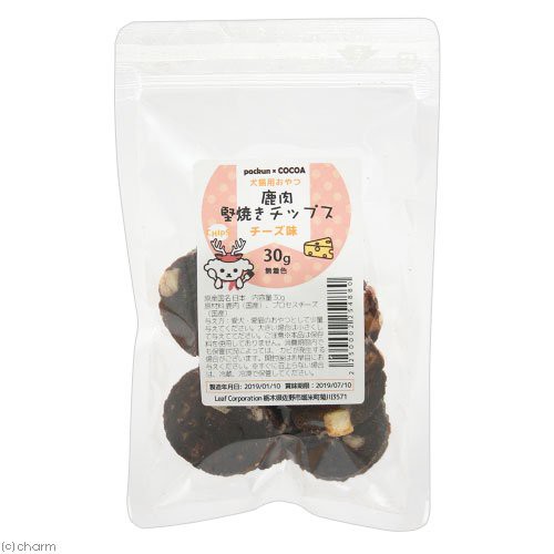 国産　鹿肉堅焼きチップス　チーズ味　３０ｇ　犬猫用おやつ　ＰａｃｋｕｎｘＣＯＣＯＡ ドッグフード｜au PAY マーケット