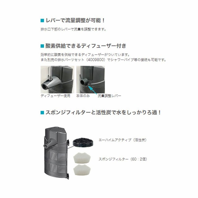 エーハイム アクア ６０ 水中フィルター ディフューザー付き ４５ｃｍ水槽以下用 水流調整可能の通販はau Pay マーケット チャーム