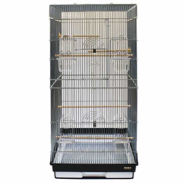鳥かご　ＨＯＥＩ　４６５ロング　ブラック　（４６．５×４６．５×９４ｃｍ）　オカメ　中型インコ　オウム　銀メッキの通販は