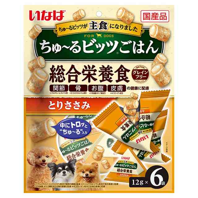 いなば ちゅ〜るビッツごはん とりささみ １２ｇ×６袋 ドッグフードの