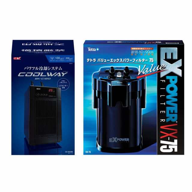 ６０ｍ水槽用　クーラー＆フィルターセット　ＧＥＸ　クールウェイ　ＢＫ−Ｃ１２０＋テトラ　ＶＸパワーフィルター　ＶＸ−７５