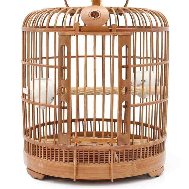 アンティーク 竹カゴ 丸型 小（直径３４０×高さ４６０ｍｍ） 竹製 鳥