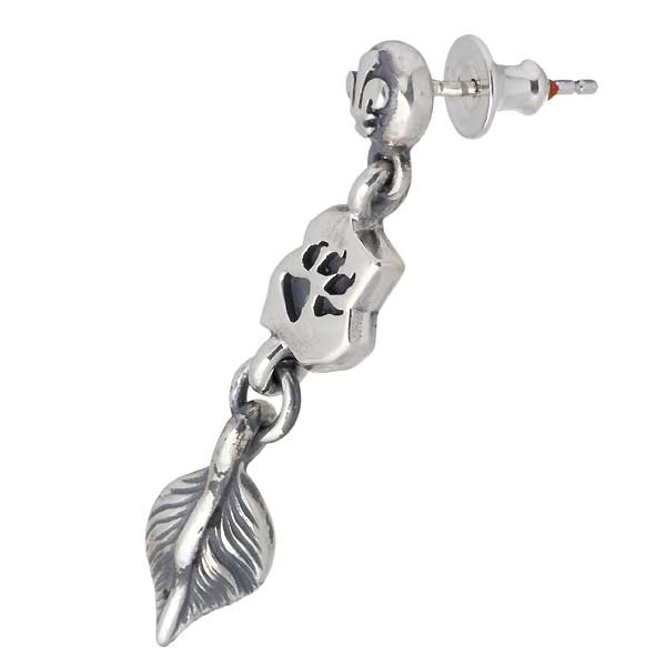 ウルフマン B.R.S WOLFMAN B.R.S シルバー ピアス メンズ レディース ウルフフットフェザーチャーム 1個売り片耳用E-WC-22