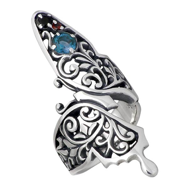 アゲハ Ageha FUNKOUTS リング 指輪 レディース シルバー バタフライアラベスク 13号ブルートパーズ 蝶 FAR-058BT-13