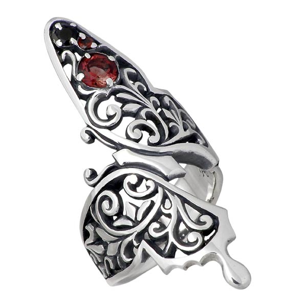 アゲハ Ageha FUNKOUTS リング 指輪 レディース シルバー バタフライアラベスク 13号ガーネット 蝶 FAR-058GA-13