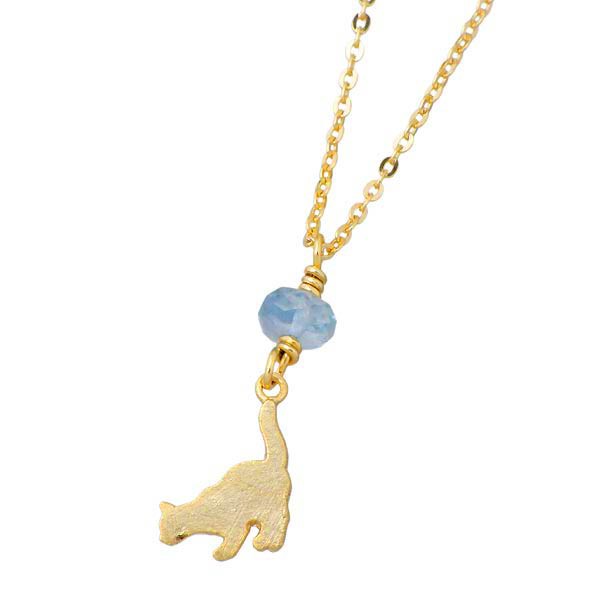 ブルーキャット Blue Cat ネックレス レディース シルバー 猫 アクアマリン ネコ ねこ シルエット イエローゴールド おしゃれ かわいい シンプル SPV740-1266の通販は