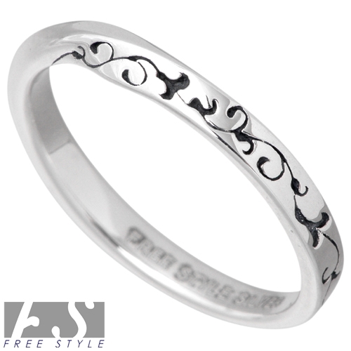 フリースタイル FREE STYLE ツイストアラベスクシルバーリング ブラック FSR895-B 日本サイズ15号 フリースタイル] FREE STYLE ツイストアラベスクシルバーリング