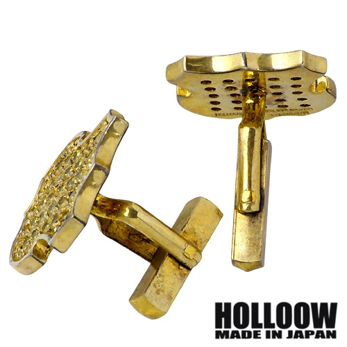 ホロウ HOLLOOW シルバー カフスボタン メンズ ロゴ キュービックカラーボタン ot KHP-130 ホロウ HOLLOOW シルバー カフスボタン メンズ エンブレム
