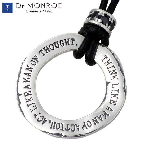 ドクターモンロー Dr MONROE シルバー ネックレス メンズ 革紐 キュービック プレゼント ギフト シンプル FC-248-SV 送料無料