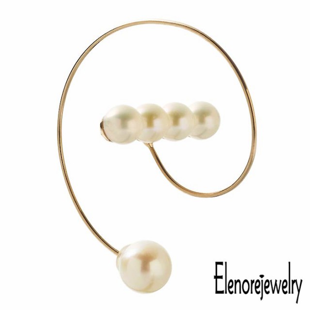 エレノアジュエリー Elenore Jewelry 10K ゴールド ピアス レディース 10金 パール バースパイラルフープ 片耳用 1個売り ギフト プレゼの通販はピアス