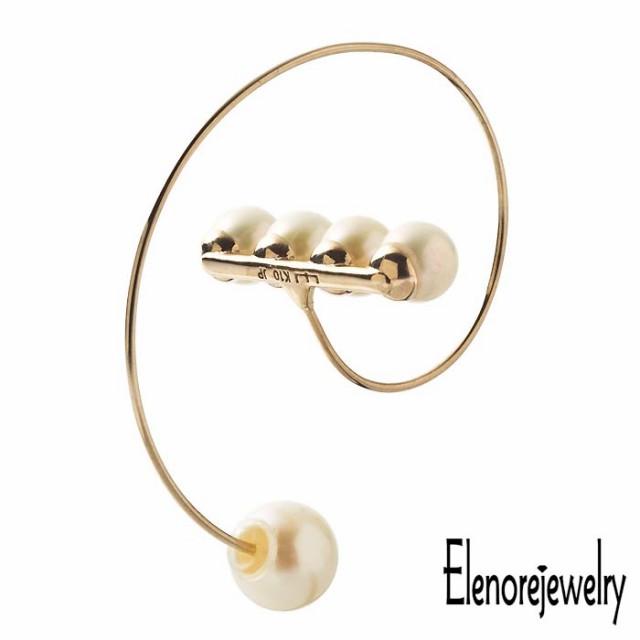 エレノアジュエリー Elenore Jewelry 10K ゴールド ピアス レディース 10金 パール バースパイラルフープ 片耳用 1個売り ギフト プレゼの通販は