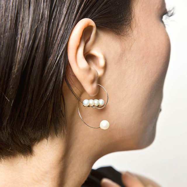 エレノアジュエリー Elenore Jewelry 10K ゴールド ピアス レディース 10金 パール バースパイラルフープ 片耳用 1個売り ギフト プレゼの通販は