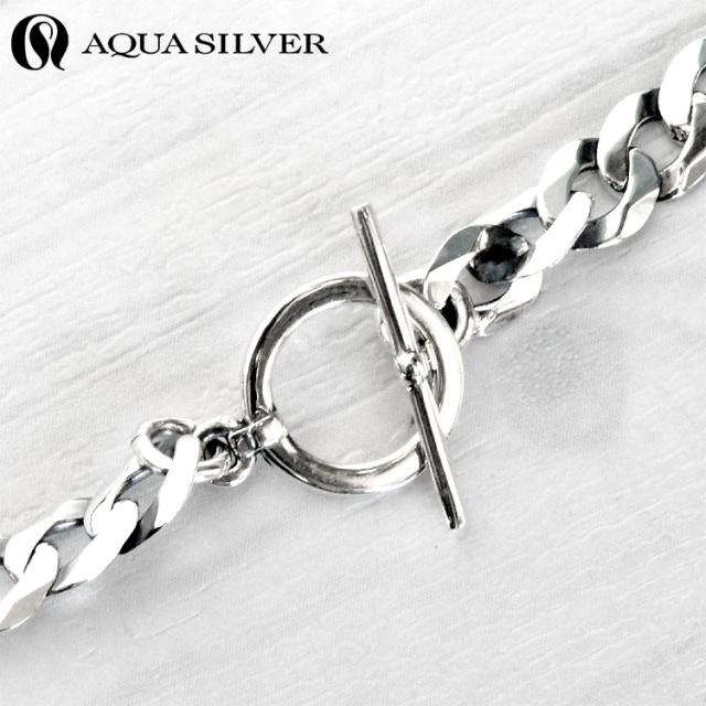 アクアシルバー プレート シルバー ブレスレット Medium 喜平チェーン