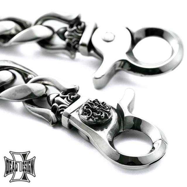 DEAL DESIGN スカルモチーフ ウォレットチェーン SV925 ディールデザイン DEAL DESIGN ダブルKGクリップ ウォレットチェーン