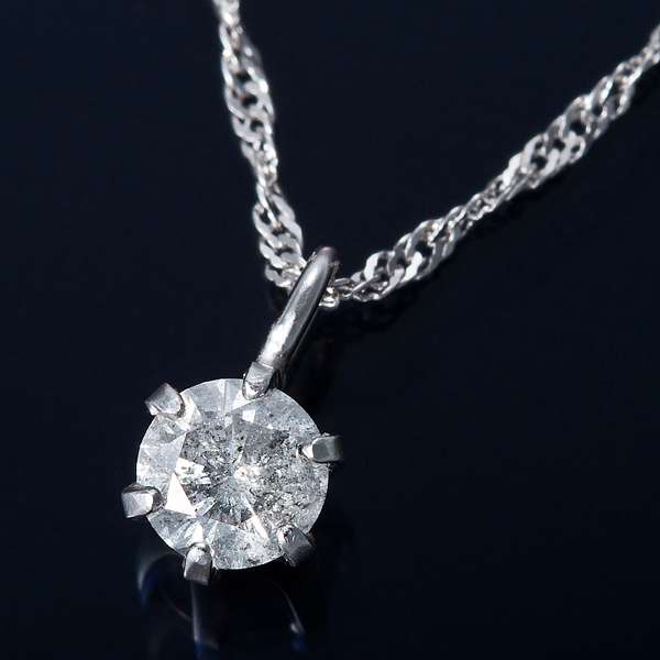 K18 1ctダイヤモンドペンダント/ネックレス スクリューチェーン（鑑定書付き） K18WG 1ctダイヤモンドペンダント⁄ネックレス スクリューチェーン(鑑定