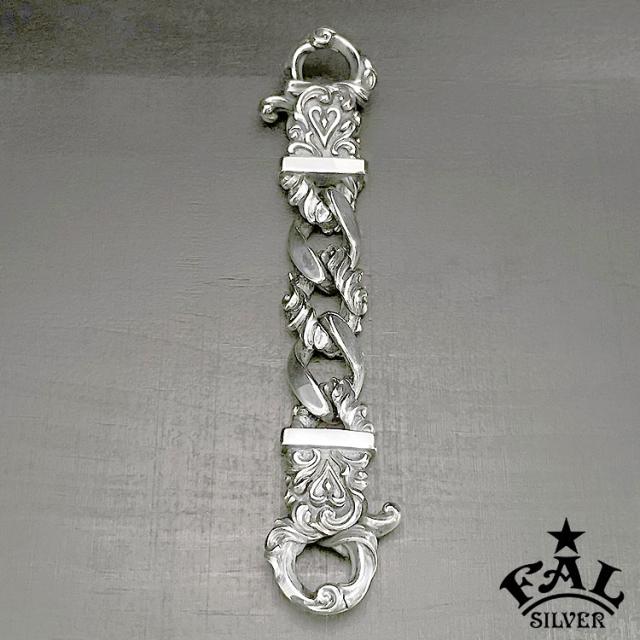 エフエーエル F.A.L FAL シルバー キーチェーン アラベスク リーフ クリップ コンビネーション キーチェーン ミディアムタイプ メンズ キーホルダー キーフック ばね式