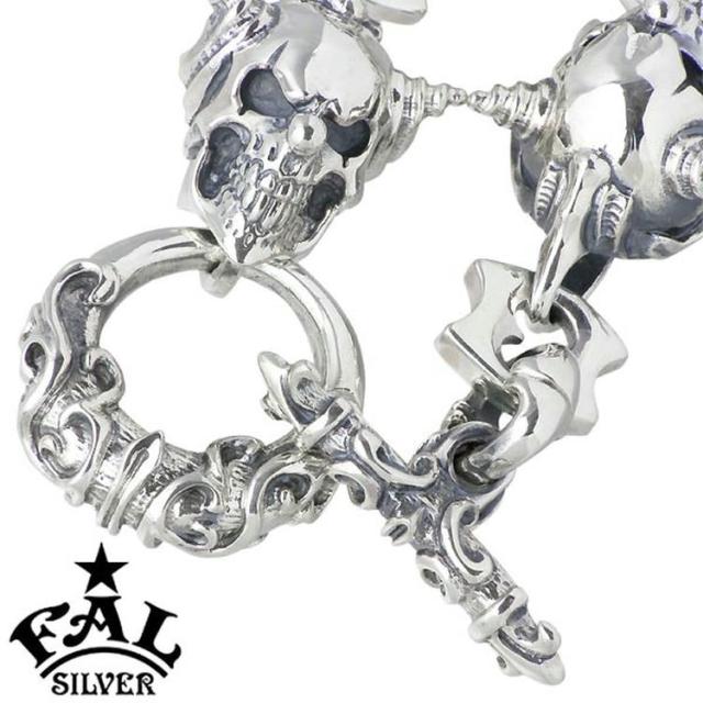 F.A.L エフエーエル　スカルブレスレット　シルバーレザー エフエーエル F.A.L FAL シルバーブレスレット メンズ チェーン