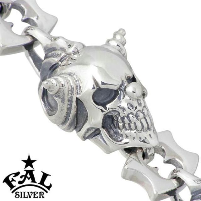 F.A.L エフエーエル　スカルブレスレット　シルバーレザー エフエーエル F.A.L FAL シルバーブレスレット メンズ チェーン