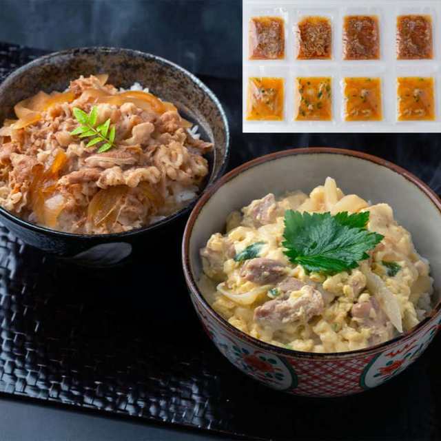 徳島 「吟月」 簡単ふんわり親子丼と牛丼の具（8食） 徳島にある料亭「吟月」特製の親子丼と牛丼のご紹介です 親子丼 牛丼ともに 袋のまま熱湯で15分温めるだけで出来上がり お歳暮 お中元 お土産 ご進物 ギフト 贈り物に最適 ※離島は配送不可 2940130の通販は