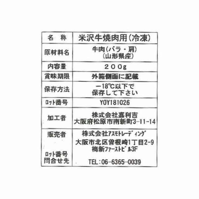 山形 米沢牛焼肉 (バラ肉 カタ肉) 200gx6 黒毛和牛 牛肉 スライス 米沢盆地の気候風土と最上川源流域の豊かな水資源に恵まれほどよい溶け