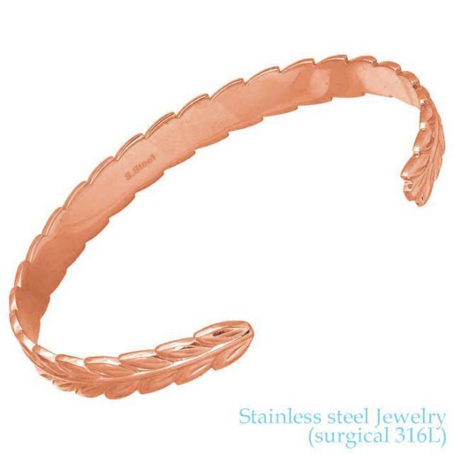 ステンレス バングル 金属アレルギー対応 ハワイアンジュエリー レディース ピンク サージカル316L アレルギーフリー GBSG83PGの通販は