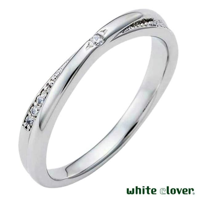 ホワイトクローバー white clover ステンレス バングル 金属アレルギー対応 ブレスレット ダイヤモンド メッセージ シルバー