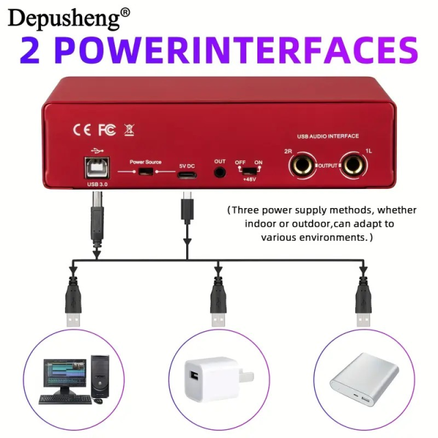 Depusheng USBオーディオインターフェイス DEPUSHENG プロフェッショナル オーディオインターフェイス