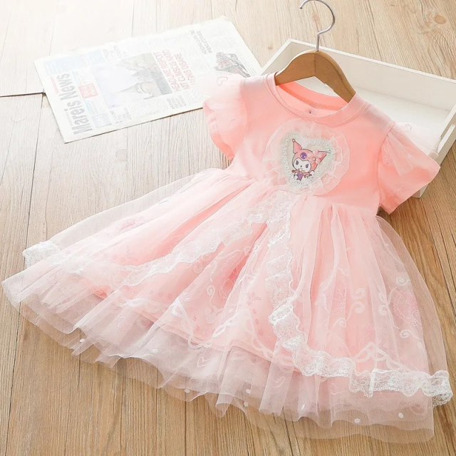 女の子 クロミちゃん 半袖 ワンピース サンリオ プリンセスドレス 90cm