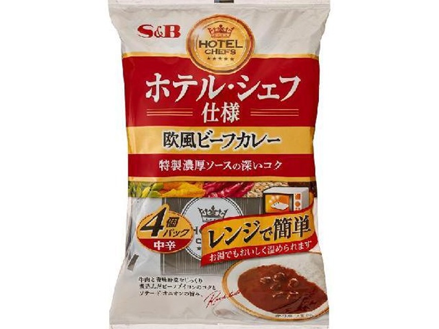 Ｓ＆Ｂ ホテル・シェフ仕様欧風ビーフカレー４Ｐ中辛 ×16 【送料込】(沖縄・離島は別途)