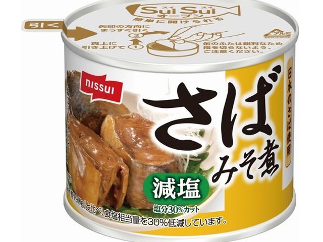 ニッスイ スルッとふた さばみそ煮減塩１９０ｇ×48【全国送料無料】(一部地域別途)