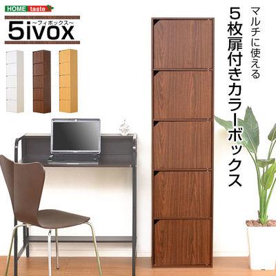A4サイズ収納OK!扉付きカラーボックス【-5ivox-フィボックス】 (ダークブラウン)