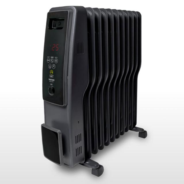 オイルヒーター 11枚フィン デジタル表示(1200W/700W/500W 切替式)(艶消しブラック) TEKNOS TOH-D1102K【送料無料】 (TOHD1102K)