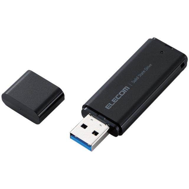 SSD 外付け 250GB USB3.2 Gen1 読出最大400MB/秒 超小型 ポータブル キャップ式 耐衝撃 ブラック エレコム ESD-EMC0250GBK【送料無料】 (ESDEMC0250GBK)