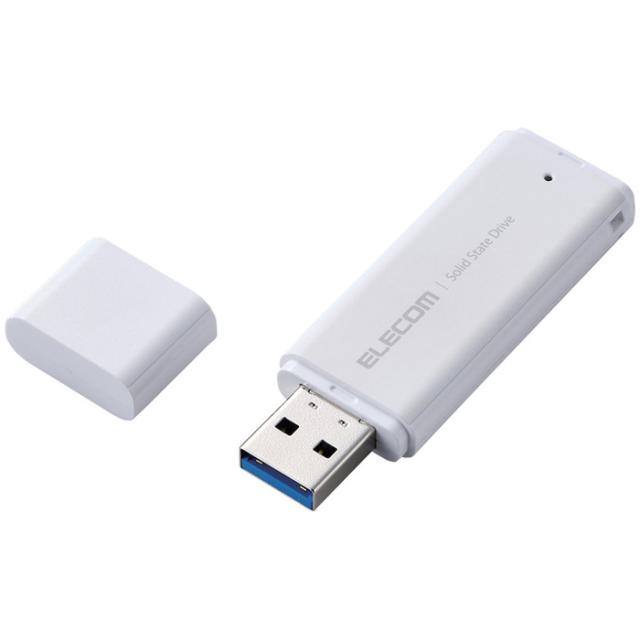 SSD 外付け 250GB USB3.2 Gen1 読出最大400MB/秒 超小型 ポータブル キャップ式 耐衝撃 ホワイト エレコム ESD-EMC0250GWH【送料無料】 (ESDEMC0250GWH)