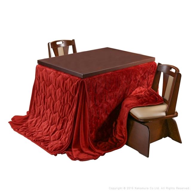 6段階に高さ調節できるダイニングこたつ〔スクット〕 105x80cm 4点セット(本体+専用こたつ布団+回転椅子2脚)SAI 彩 長方形 (ブラウン-レンガ×ブラウン) ナカムラ i-3300257brrg【送料無料】 (i3300257brrg)