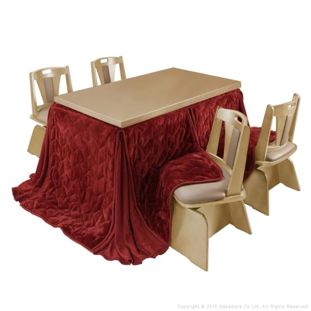 6段階に高さ調節できるダイニングこたつ〔スクット〕 135x80cm 6点セット(本体+専用こたつ布団+回転椅子4脚)SAI 彩 長方形 (ナチュラル-レンガ×ブラウン) ナカムラ i-3300258narg【送料無料】 (i3300258narg)